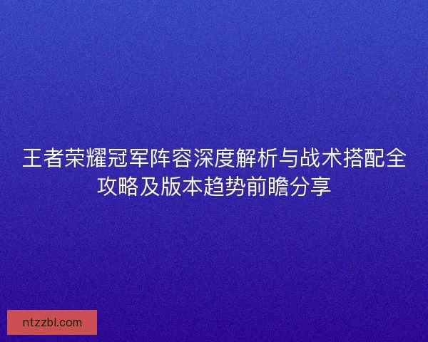 王者荣耀冠军阵容深度解析与战术搭配全攻略及版本趋势前瞻分享