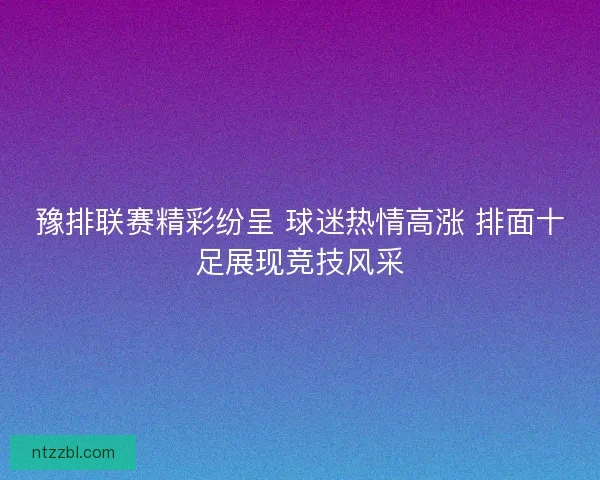 豫排联赛精彩纷呈 球迷热情高涨 排面十足展现竞技风采